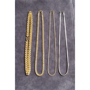 Vintage Costume Jewelry Necklace Lot of 4 Monet Napier Gold Silver Tone